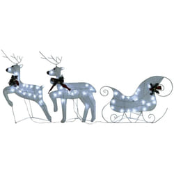 Vidaxl - Décoration de Noël Renne et traîneau 60 led extérieur Blanc