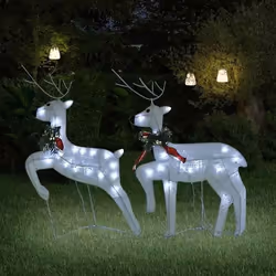 vidaXL Rennes de Noël 2 pcs Blanc 40 LED - TU