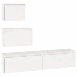 vidaXL Meubles TV 4 pcs Blanc Bois massif de pin