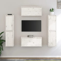 vidaXL Meubles TV 6 pcs Blanc Bois massif de pin