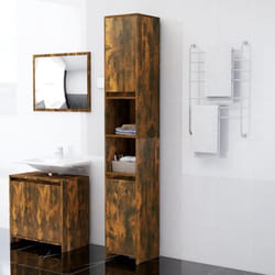 vidaXL Armoire de bain Chêne fumé 30x30x183,5 cm Bois d'ingénierie