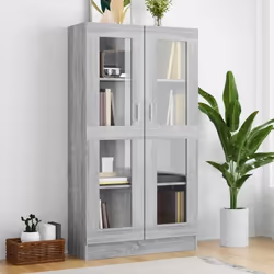 vidaXL Armoire à vitrine Sonoma gris 82,5x30,5x150cm Bois d'ingénierie