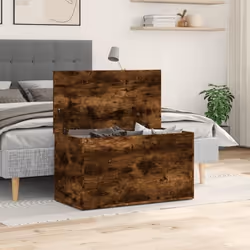 vidaXL Coffre de rangement Chêne fumé 84x42x46 cm Bois d'ingénierie - TU