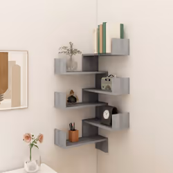 VidaXL 815207 étagères Bois Gris - Vue supplémentaire 8