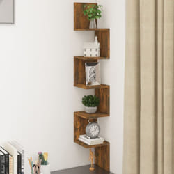 Vidaxl - tagère d'angle murale Chêne fumé 20x20x127,5cm Bois ingénierie