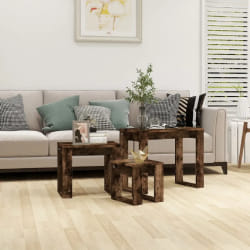 vidaXL Tables gigognes 3 pcs Chêne fumé Bois d'ingénierie - TU