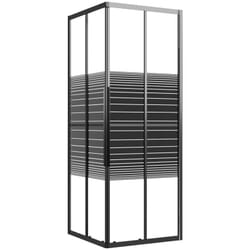 vidaXL Cabine de douche à rayures ESG 80x80x180 cm Noir