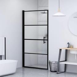 Vidaxl - Porte de douche 100x178 cm Verre trempé demi-dépoli Noir