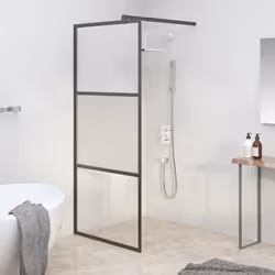 vidaXL Paroi de douche 80x195 cm Verre ESG demi-dépoli Noir