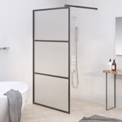 Apportez une nouvelle apparence esthétique à votre salle de bain avec ce mur de douche moderne en verre ESG ! Matériau de qua ...