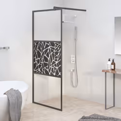 Apportez une nouvelle apparence esthétique à votre salle de bain avec ce mur de douche moderne en verre ESG ! Matériau de qua ...
