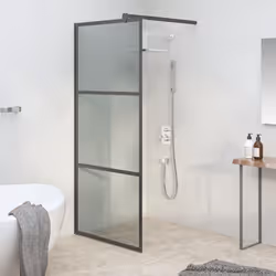 Apportez une nouvelle apparence esthétique à votre salle de bain avec ce mur de douche moderne en verre ESG ! Matériau de qua ...