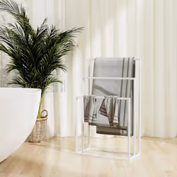 Maximisez l'espace dans votre salle de bain tout en ajoutant des looks élégants avec ce porte-serviettes sur pied ! Matériau  ...