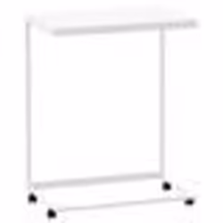 vidaXL Table d'appoint avec roues Blanc 55x35x70 cm Bois d'ingénierie - TU