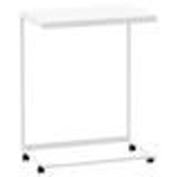 vidaXL Table d'appoint avec roues Blanc 55x35x70 cm Bois d'ingénierie - TU
