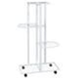 vidaXL Jardinière à 4 niveaux avec roues 44x23x80 cm Blanc Fer - TU