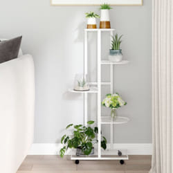 Vidaxl - Jardinière à 5 niveaux avec roues 44x23x100 cm Blanc Fer