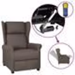 vidaXL Fauteuil inclinable électrique à oreilles marron tissu