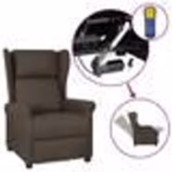 vidaXL Fauteuil inclinable électrique à oreilles marron foncé tissu