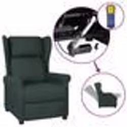 vidaXL Fauteuil inclinable électrique à oreilles vert foncé tissu