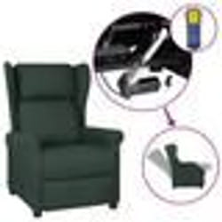 vidaXL Fauteuil inclinable électrique à oreilles vert foncé tissu
