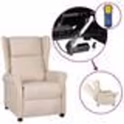 vidaXL Fauteuil inclinable électrique à oreilles crème tissu