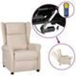 vidaXL Fauteuil inclinable électrique à oreilles crème tissu