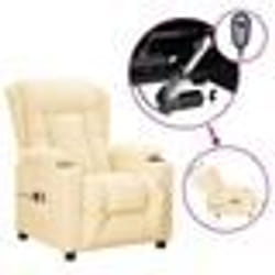 vidaXL Fauteuil de massage électrique Crème Similicuir - TU