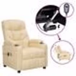 vidaXL Fauteuil électrique de massage Crème Tissu - TU