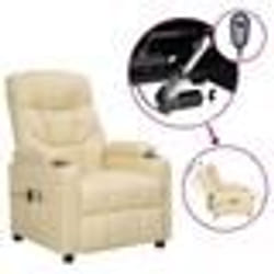 vidaXL Fauteuil électrique de massage Crème Tissu - TU