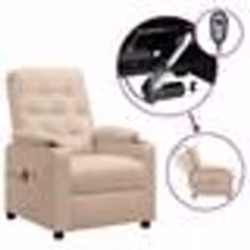 vidaXL Fauteuil électrique de massage Crème Tissu - TU