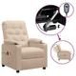 vidaXL Fauteuil électrique de massage Crème Tissu - TU