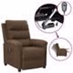 vidaXL Fauteuil inclinable électrique Marron Tissu - TU