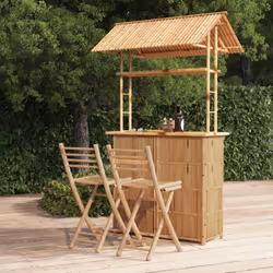 Cet ensemble de bar en bambou unique ajoute une touche tropicale à votre jardin ou terrasse. Bambou durable : l'ensemble de b ...