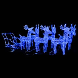 vidaXL Décoration Noël renne et traîneau 320 LED - Bleu