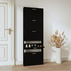 Vidaxl - Armoire à chaussures Noir 59x17x169 cm Bois d'ingénierie