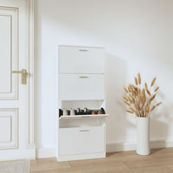 Vidaxl - Armoire à chaussure Blanc brillant 59x17x150 cm Bois ingénierie