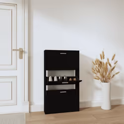 vidaXL Armoire à chaussures Noir 59x17x108 cm Bois d'ingénierie