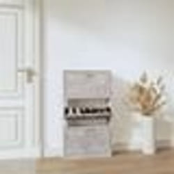 vidaXL Armoire à chaussures Gris béton 59x17x108 cm Bois d'ingénierie