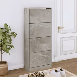 vidaXL Armoire à chaussures Gris béton 63x24x147 cm Bois d'ingénierie