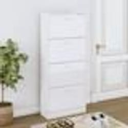 vidaXL Armoire à chaussure Blanc brillant 63x24x147 cm Bois ingénierie