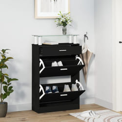 Armoire à chaussures Noir 63x24x104 cm Bois d'ingénierie Vidaxl