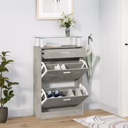 vidaXL Armoire à chaussures Gris béton 63x24x104 cm Bois d'ingénierie