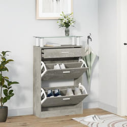 vidaXL Armoire à chaussures Gris béton 63x24x104 cm Bois d'ingénierie