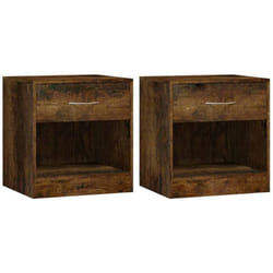 Tables de chevet 2 pcs avec tiroir Chêne fumé vidaXL