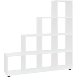 Bibliothèque escalier Blanc brillant 142 cm Bois d'ingénierie vidaXL