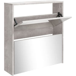 Vidaxl - Armoire à chaussures et miroir 2 niveaux Gris béton 63x17x67 cm