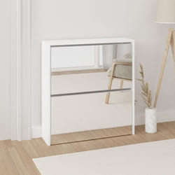 Vidaxl - Armoire à chaussures miroir 2 niveaux Blanc brillant 63x17x67cm