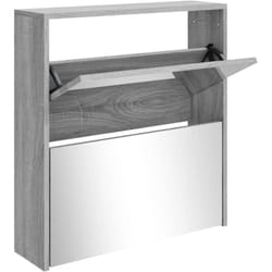 Vidaxl - Armoire à chaussures miroir 2 niveaux Sonoma gris 63x17x67 cm