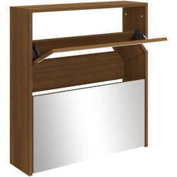 Armoire à chaussures miroir à 2 niveaux Chêne marron 63x17x67cm vidaXL